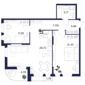 Квартира 84,1 м², 2-комнатная - изображение 1