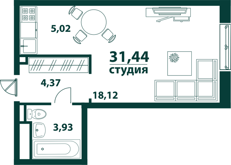 24,1 м², квартира-студия 4 490 000 ₽ - изображение 76