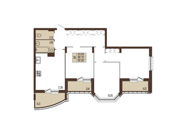 Квартира 95,3 м², 3-комнатная - изображение 1
