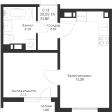 Квартира 31,6 м², 1-комнатная - изображение 2