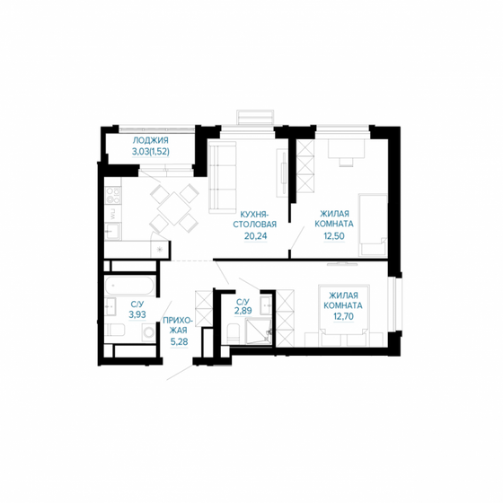 55,3 м², 2-комнатная квартира 9 841 000 ₽ - изображение 20