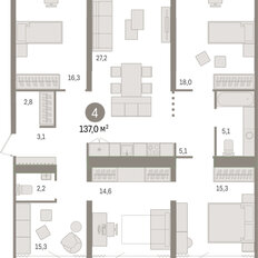 Квартира 137 м², 4-комнатная - изображение 3