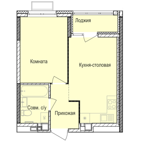 39 м², 2-комнатная квартира 3 000 000 ₽ - изображение 72