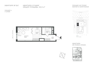 Квартира 30,5 м², студия - изображение 1