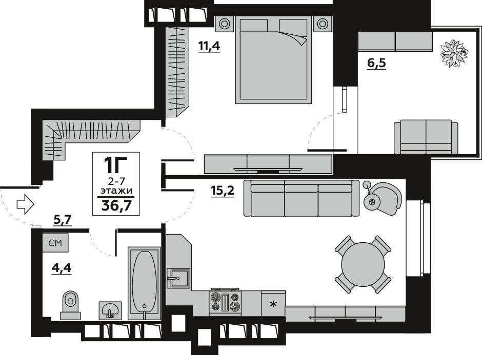 Варианты планировок ЖК Новорядье - планировка 3