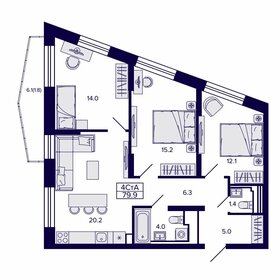 Квартира 79,9 м², 4-комнатная - изображение 1