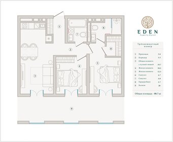 Квартира 53,7 м², 1-комнатные - изображение 1