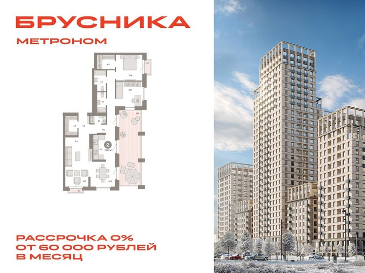 125,7 м², 2-комнатная квартира 40 380 000 ₽ - изображение 27