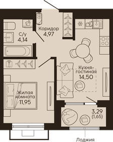 Квартира 37,2 м², 1-комнатная - изображение 1