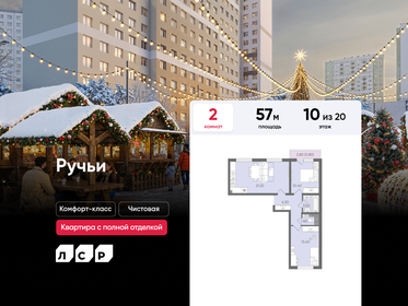 Квартира 57 м², 2-комнатная - изображение 1