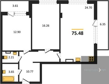 Квартира 75,5 м², 2-комнатная - изображение 1