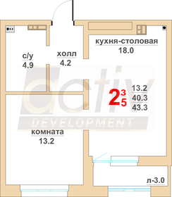 Квартира 40,3 м², 1-комнатная - изображение 1