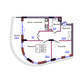 Квартира 84,2 м², 2-комнатные - изображение 1