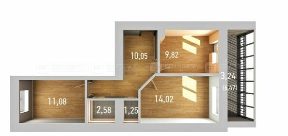 Квартира 53 м², 2-комнатная - изображение 1