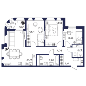 Квартира 85,9 м², 3-комнатная - изображение 1
