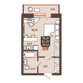 Квартира 39,4 м², 1-комнатная - изображение 1