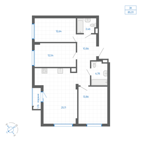 Квартира 84,1 м², 3-комнатная - изображение 1