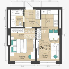 Квартира 35,1 м², 2-комнатная - изображение 2