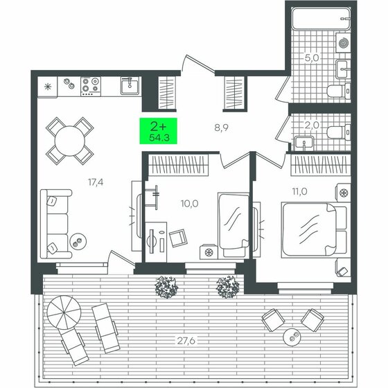 68,2 м², 2-комнатная квартира 8 450 000 ₽ - изображение 113