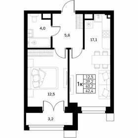 Квартира 40,2 м², 1-комнатная - изображение 1