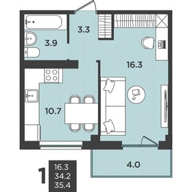 Квартира 35,4 м², 1-комнатная - изображение 1