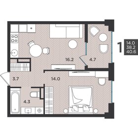 Квартира 40,6 м², 1-комнатная - изображение 1