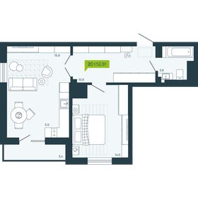 Квартира 52,8 м², 2-комнатная - изображение 1