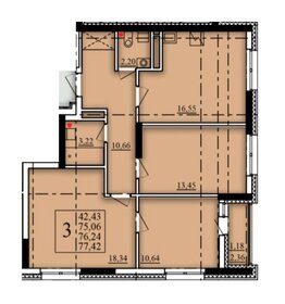 Квартира 76,2 м², 3-комнатная - изображение 1