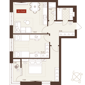 Квартира 70,3 м², 3-комнатная - изображение 1