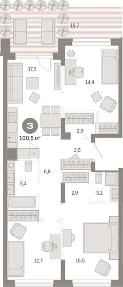 95,9 м², 3-комнатная квартира 13 730 000 ₽ - изображение 31