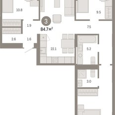 Квартира 84,7 м², 3-комнатная - изображение 3