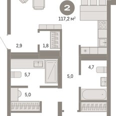 Квартира 117,2 м², 2-комнатная - изображение 3