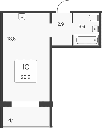 25,1 м², квартира-студия 3 650 000 ₽ - изображение 1