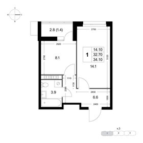 Квартира 32,7 м², 1-комнатная - изображение 1