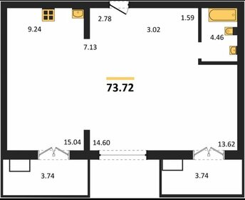 Квартира 73,7 м², 3-комнатная - изображение 1