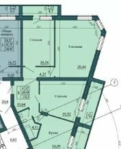 Квартира 102,9 м², 3-комнатная - изображение 1