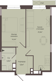 Квартира 46,3 м², 1-комнатная - изображение 1