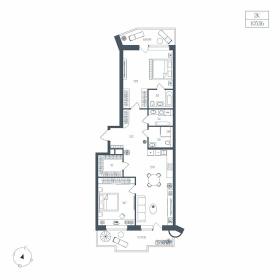 118,7 м², 2-комнатная квартира 32 790 922 ₽ - изображение 35