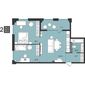 Квартира 65,6 м², 2-комнатная - изображение 1