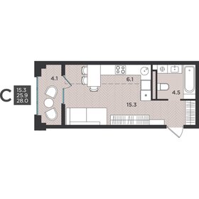 Квартира 28 м², студия - изображение 1
