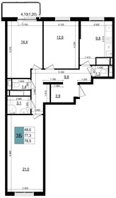 Квартира 78,5 м², 3-комнатная - изображение 1