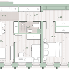 Квартира 59,6 м², 2-комнатная - изображение 2