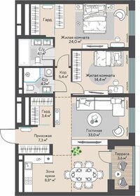 Квартира 96,9 м², 2-комнатная - изображение 2