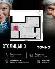 Квартира 34 м², 1-комнатная - изображение 1