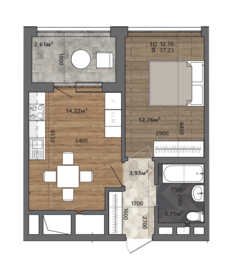 Квартира 37,2 м², 1-комнатная - изображение 1