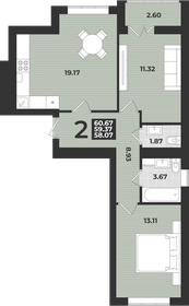 Квартира 60,7 м², 2-комнатная - изображение 1