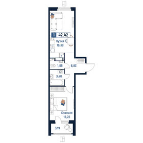 Квартира 42,4 м², 1-комнатная - изображение 1