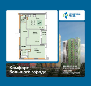 Квартира 54,8 м², 2-комнатная - изображение 1