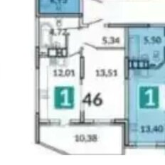 Квартира 46 м², 1-комнатная - изображение 3
