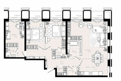 Квартира 110,9 м², 3-комнатная - изображение 2